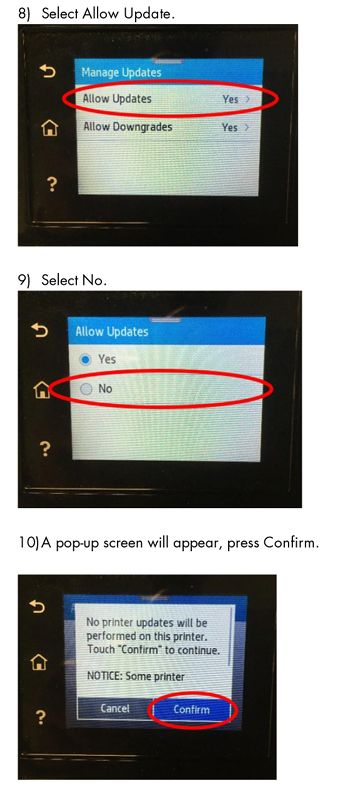 Disable automatic firmware updates hp m454 m479 (415A)