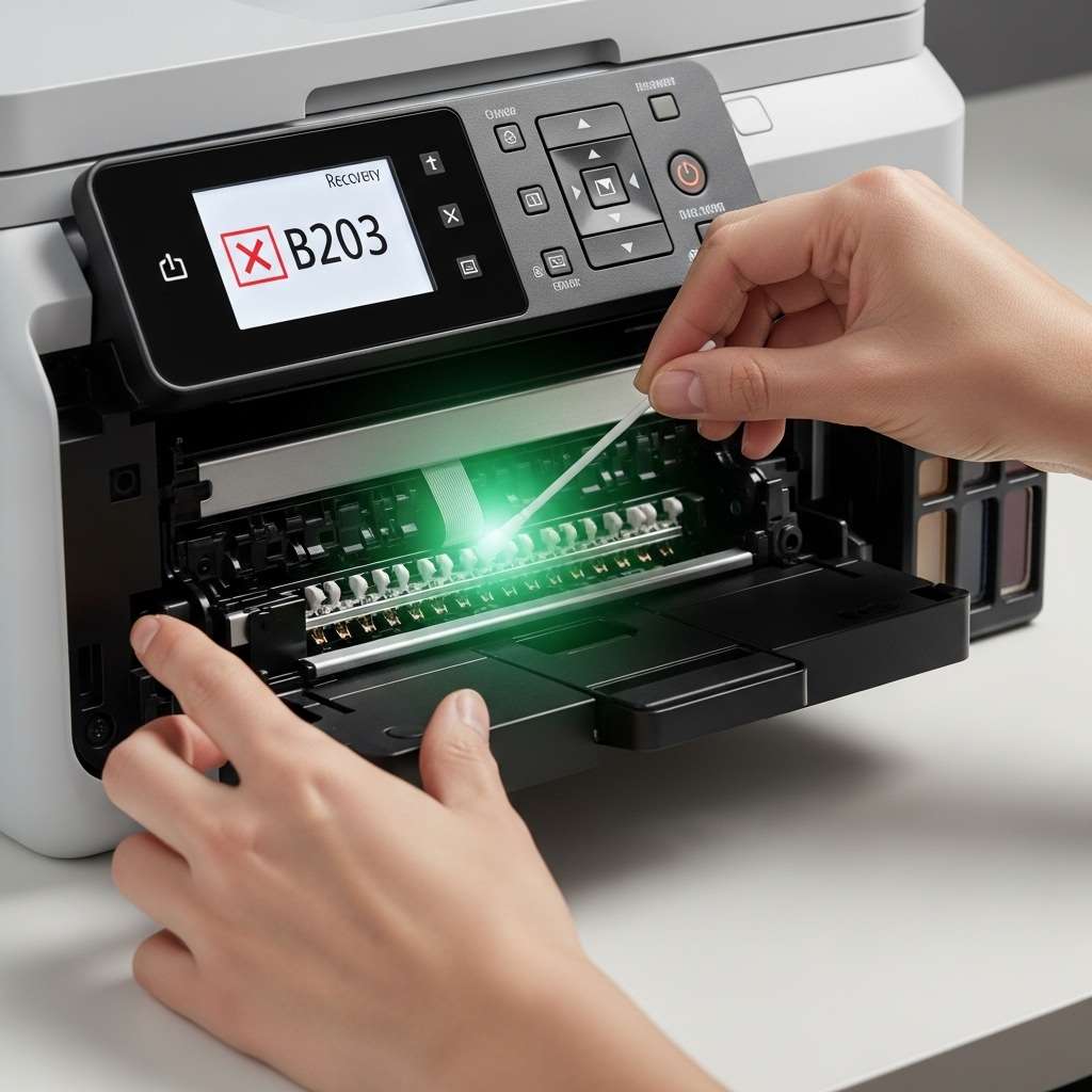 A Canon PIXMA printer with its access cover open, showing the ink cartridges and printhead carriage in the center.