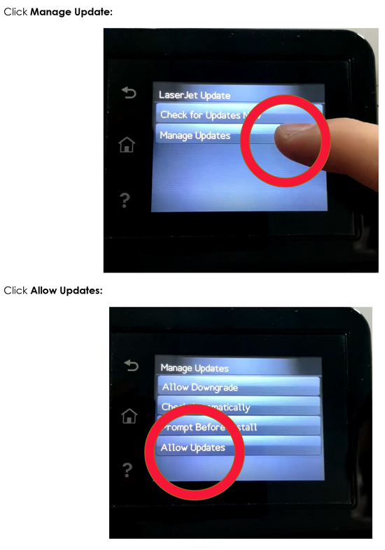Disable automatic firmware updates hp m255 m282 (207A)