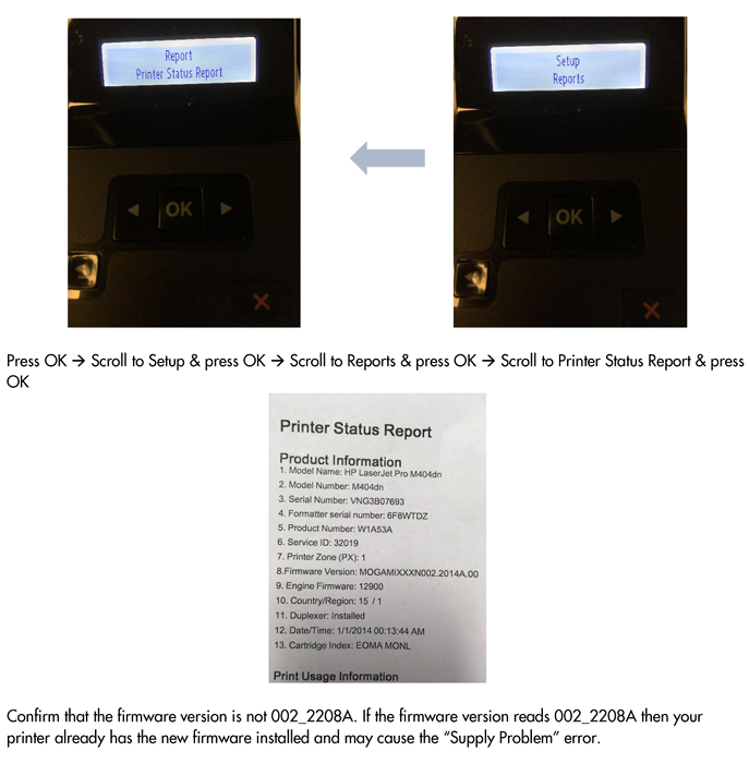 Disable automatic firmware updates hp m404 m428 (CF259A)