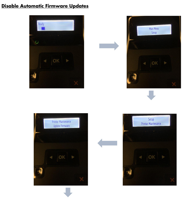 Disable automatic firmware updates hp m404 m428 (CF259A)