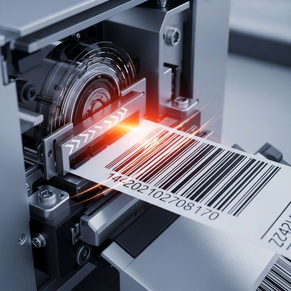 A technician's hand gently wiping a Zebra printer's thermal printhead with a lint-free cloth to perform a zebra missing lines fix.