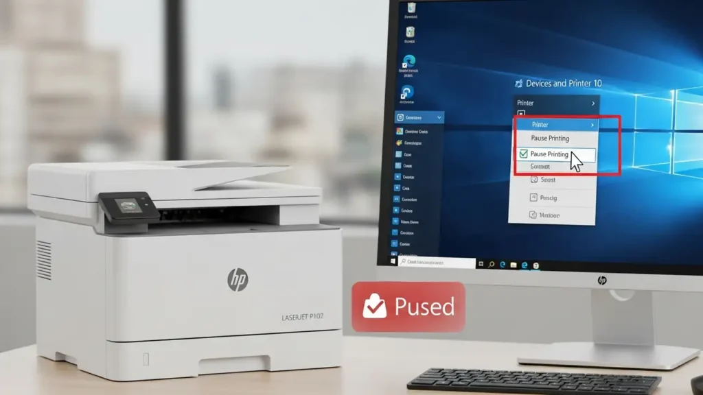 hp printer paused: How to Unpause HP LaserJet P1102