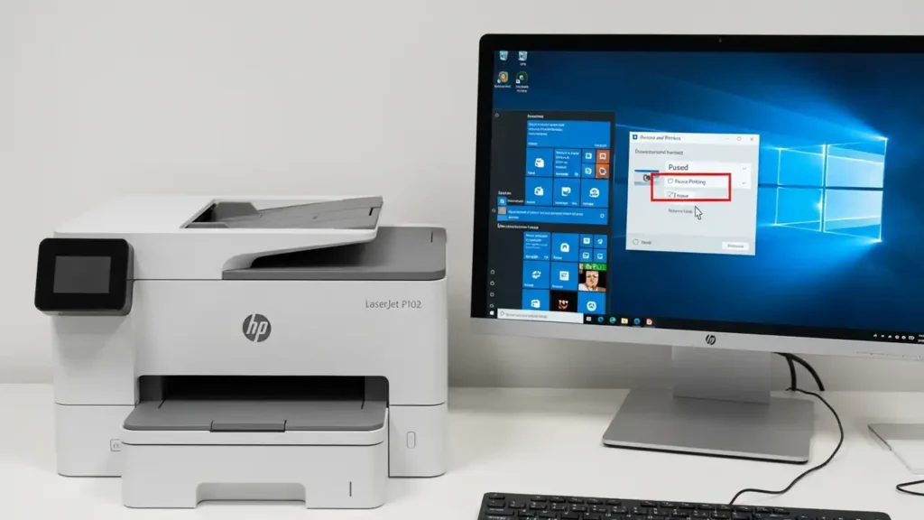 hp printer paused: How to Unpause HP LaserJet P1102