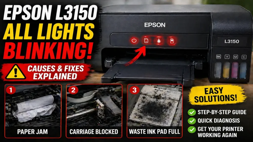 Epson L3150 All Lights Blinking Fix It Fast
