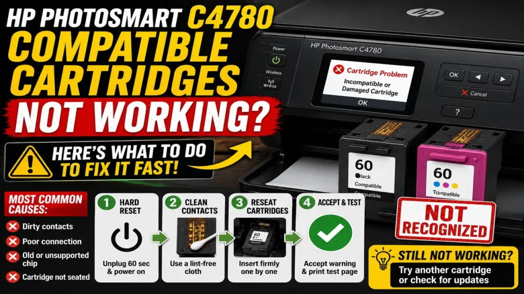 HP Photosmart C4780 Compatible Cartridges Not Working
