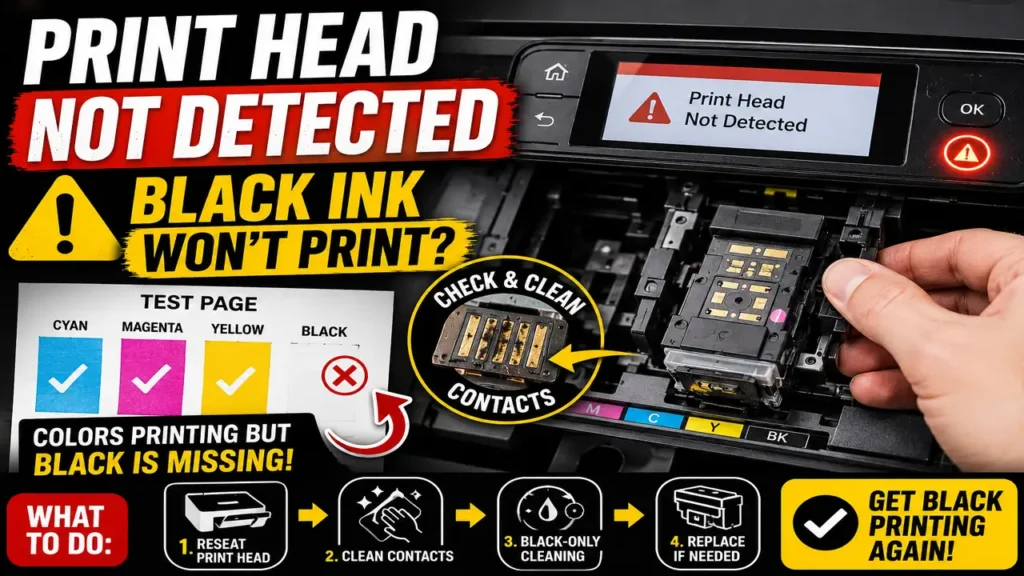 Print Head Not Detected Fix Missing Black Ink Fast
