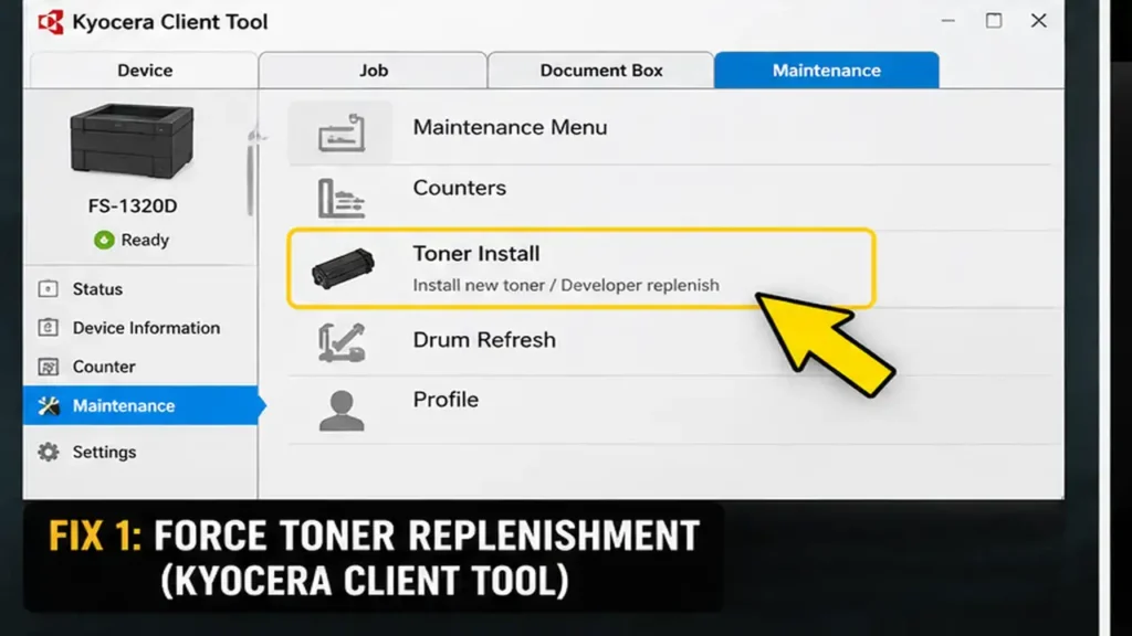 Kyocera Add Toner Loop Fix Developer and Feed Gear Diagnostic