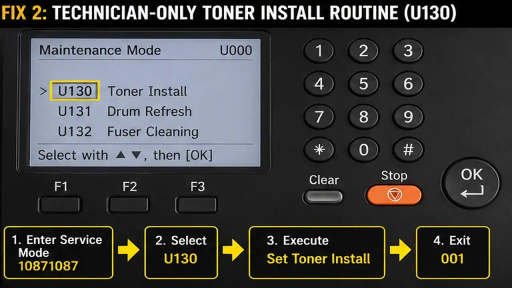 Kyocera Add Toner Loop Fix Developer and Feed Gear Diagnostic